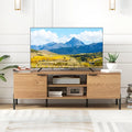 2-Door TV Stand with Charging Station and Open Shelves for TVs up to 65 Inches-Natural - Natural - Entertainment