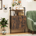 2-Door Wall Mount Bookshelf with Storage Cabinet-Rustic Brown - Rustic Brown - Bookcases