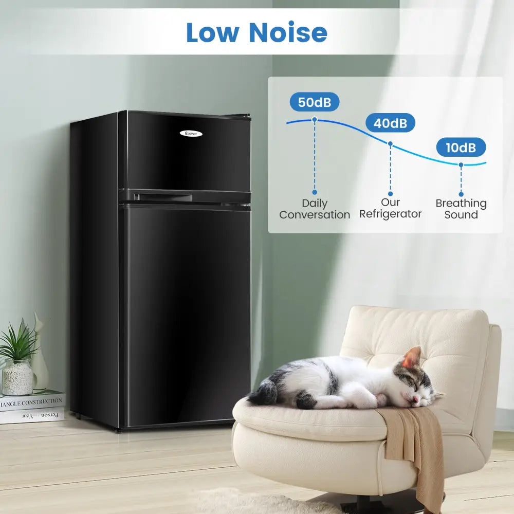 2 Doors Cold-rolled Sheet Compact Refrigerator-Black - Black - Refrigerators