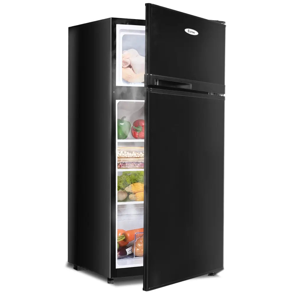 2 Doors Cold-rolled Sheet Compact Refrigerator-Black - Black - Refrigerators