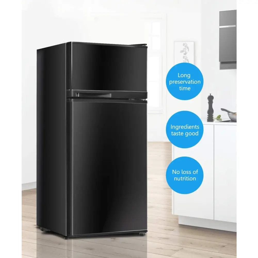 2 Doors Cold-rolled Sheet Compact Refrigerator-Black - Black - Refrigerators
