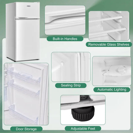 2 Doors Cold-rolled Sheet Compact Refrigerator-White - White - Refrigerators