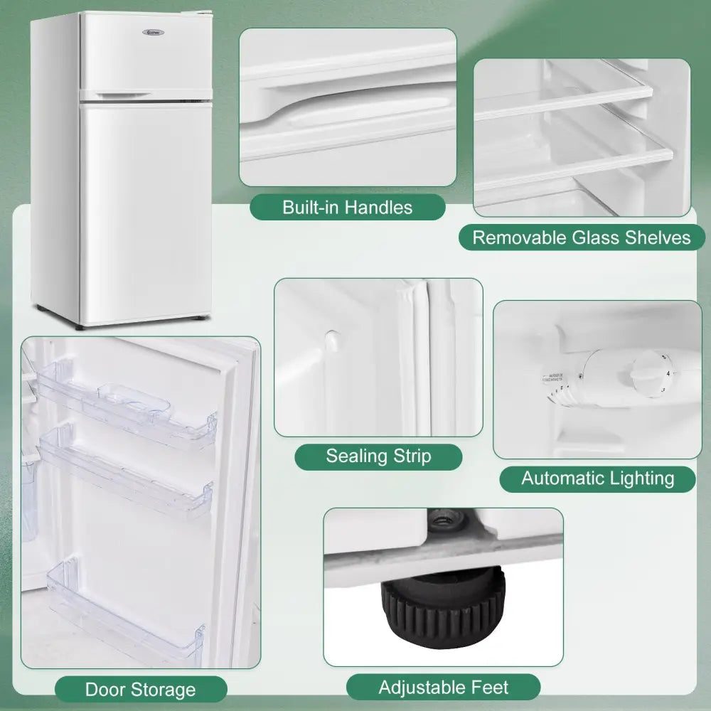 2 Doors Cold-rolled Sheet Compact Refrigerator-White - White - Refrigerators