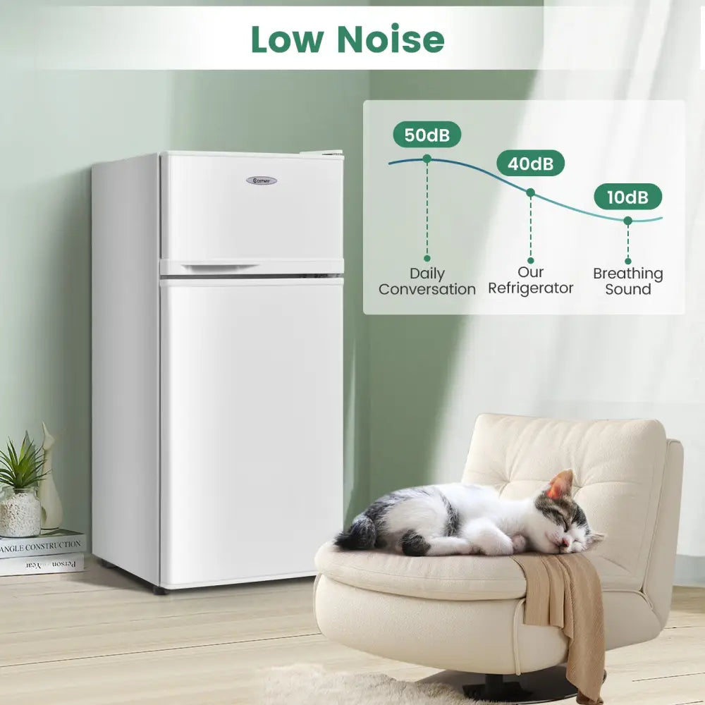 2 Doors Cold-rolled Sheet Compact Refrigerator-White - White - Refrigerators