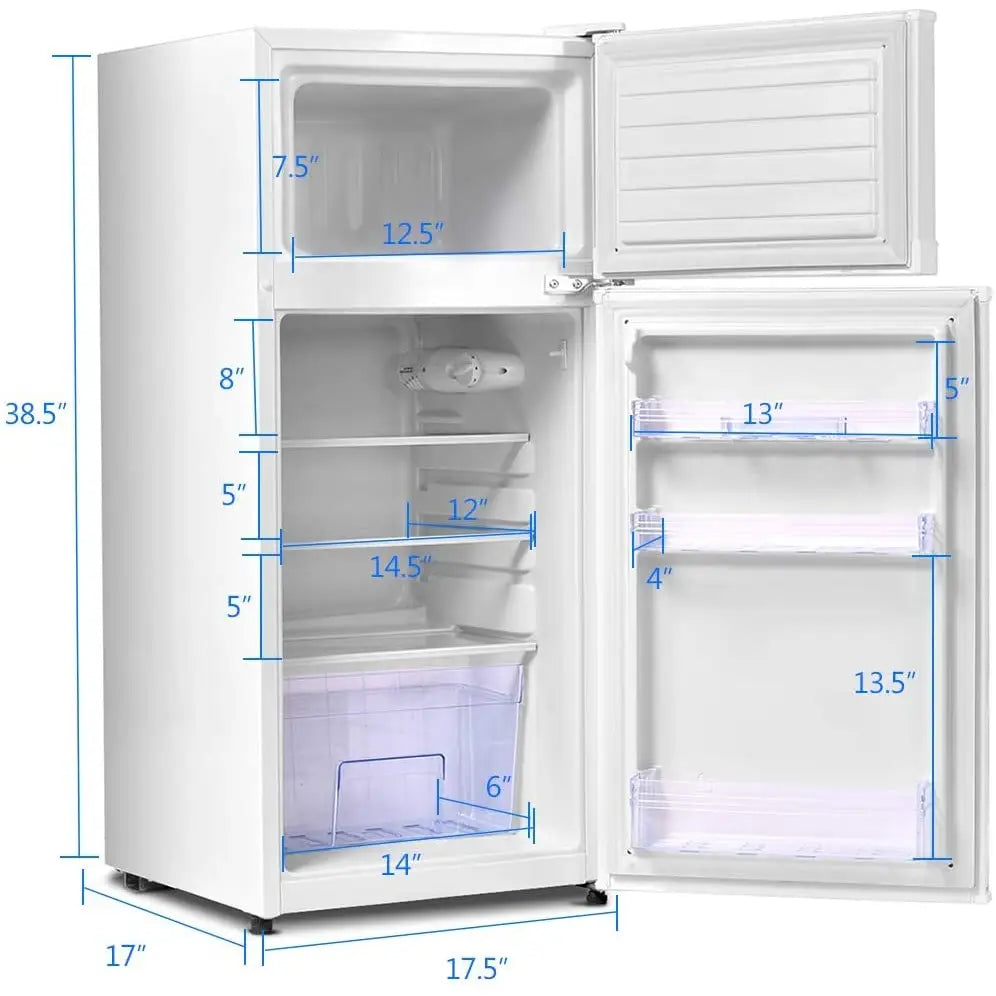 2 Doors Cold-rolled Sheet Compact Refrigerator-White - White - Refrigerators