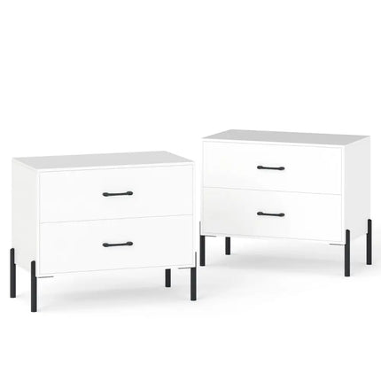 2-Drawer Dresser Modern Wooden Nightstand Set of 2-White Costway