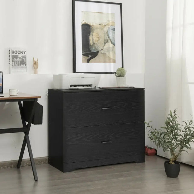 2-Drawer Lateral File Cabinet with Adjustable Bars for Home and Office-Black Costway