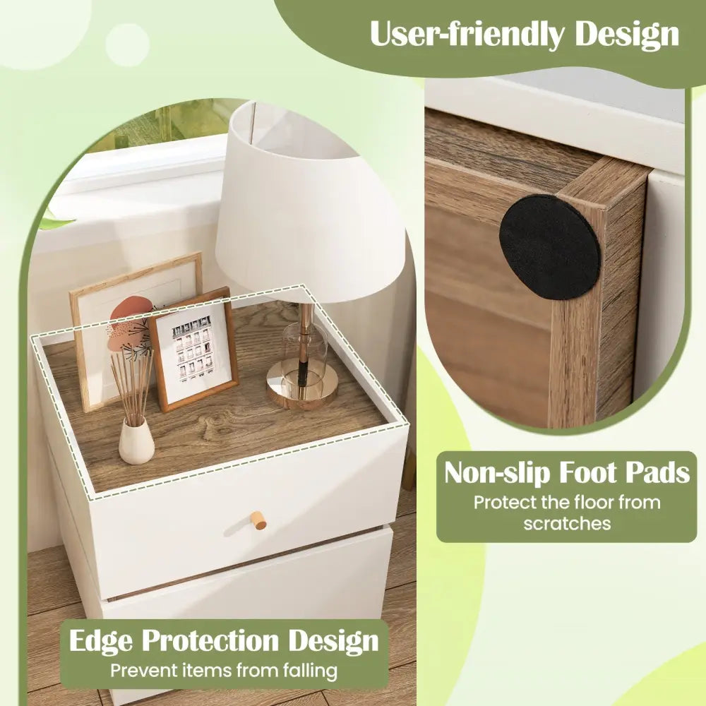 2-Drawer Modern Nightstand with Storage for Living Room Bedroom Costway