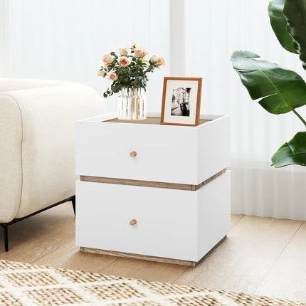 2-Drawer Modern Nightstand with Storage for Living Room Bedroom Costway