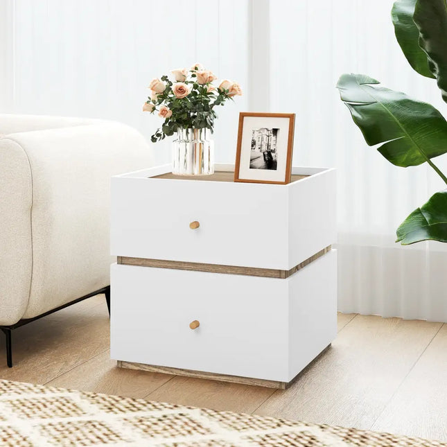 2-Drawer Modern Nightstand with Storage for Living Room Bedroom Costway