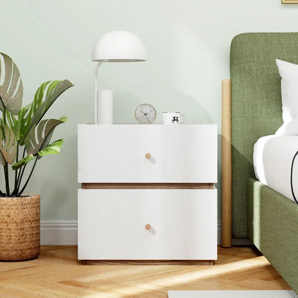 2-Drawer Modern Nightstand with Storage for Living Room Bedroom Costway