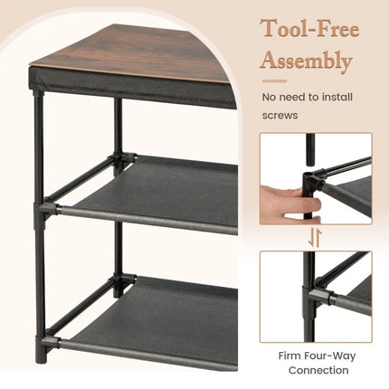 2-Drawer Nightstand with Removable Fabric Bins and Pull Handles-Black Costway