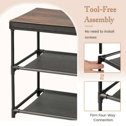 2-Drawer Nightstand with Removable Fabric Bins and Pull Handles Set of 2-Black Costway