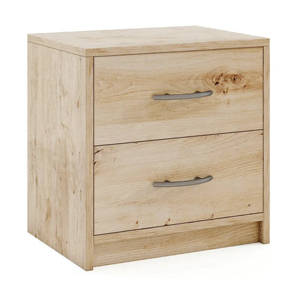 2 Drawer Nightstand with Storage for Living Room-Oak Costway
