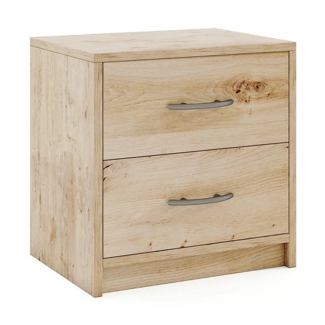 2 Drawer Nightstand with Storage for Living Room-Oak Costway