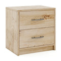 2 Drawer Nightstand with Storage for Living Room-Oak Costway