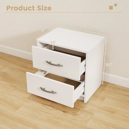 2 Drawer Nightstand with Storage for Living Room-White Costway