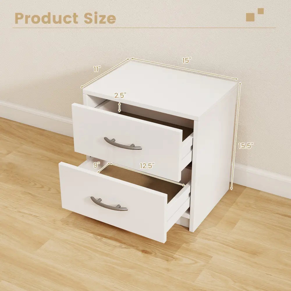 2 Drawer Nightstand with Storage for Living Room-White Costway