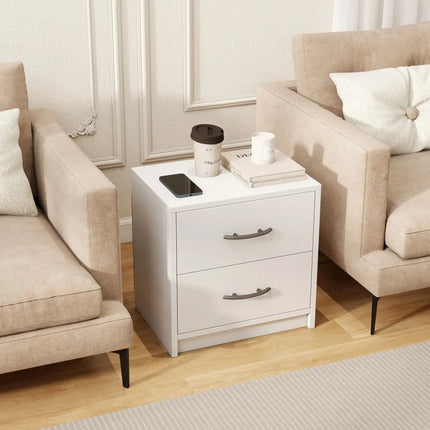 2 Drawer Nightstand with Storage for Living Room-White Costway