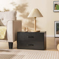 2-Drawer Stackable Horizontal Storage Cabinet Dresser Chest with Handles-Black - Black - Dressers & Chests