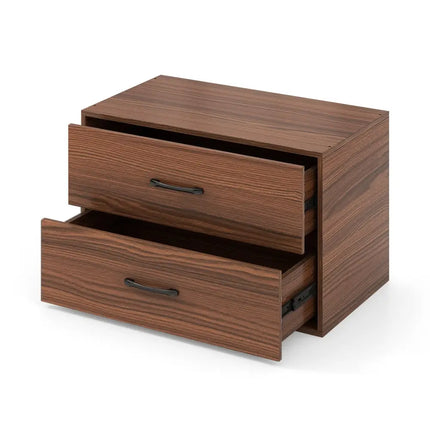 2-Drawer Stackable Horizontal Storage Cabinet Dresser Chest with Handles-Dark Brown Costway