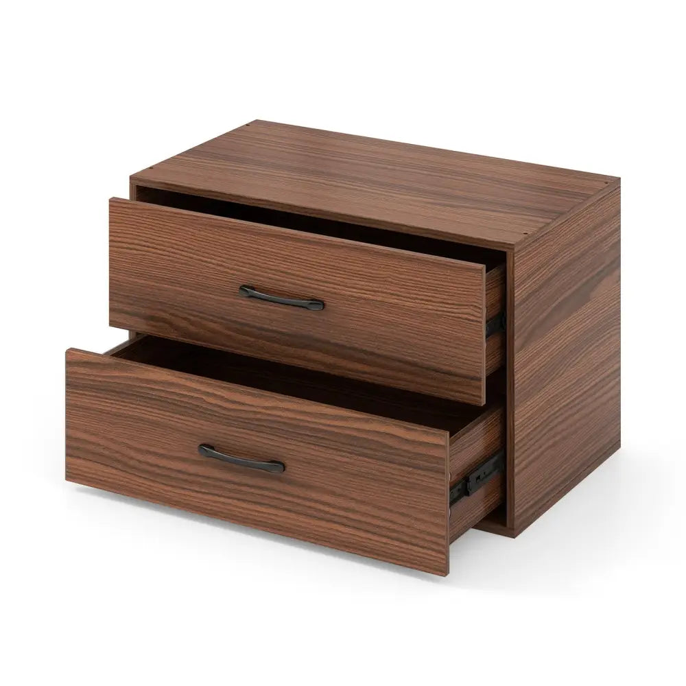 2-Drawer Stackable Horizontal Storage Cabinet Dresser Chest with Handles-Dark Brown Costway