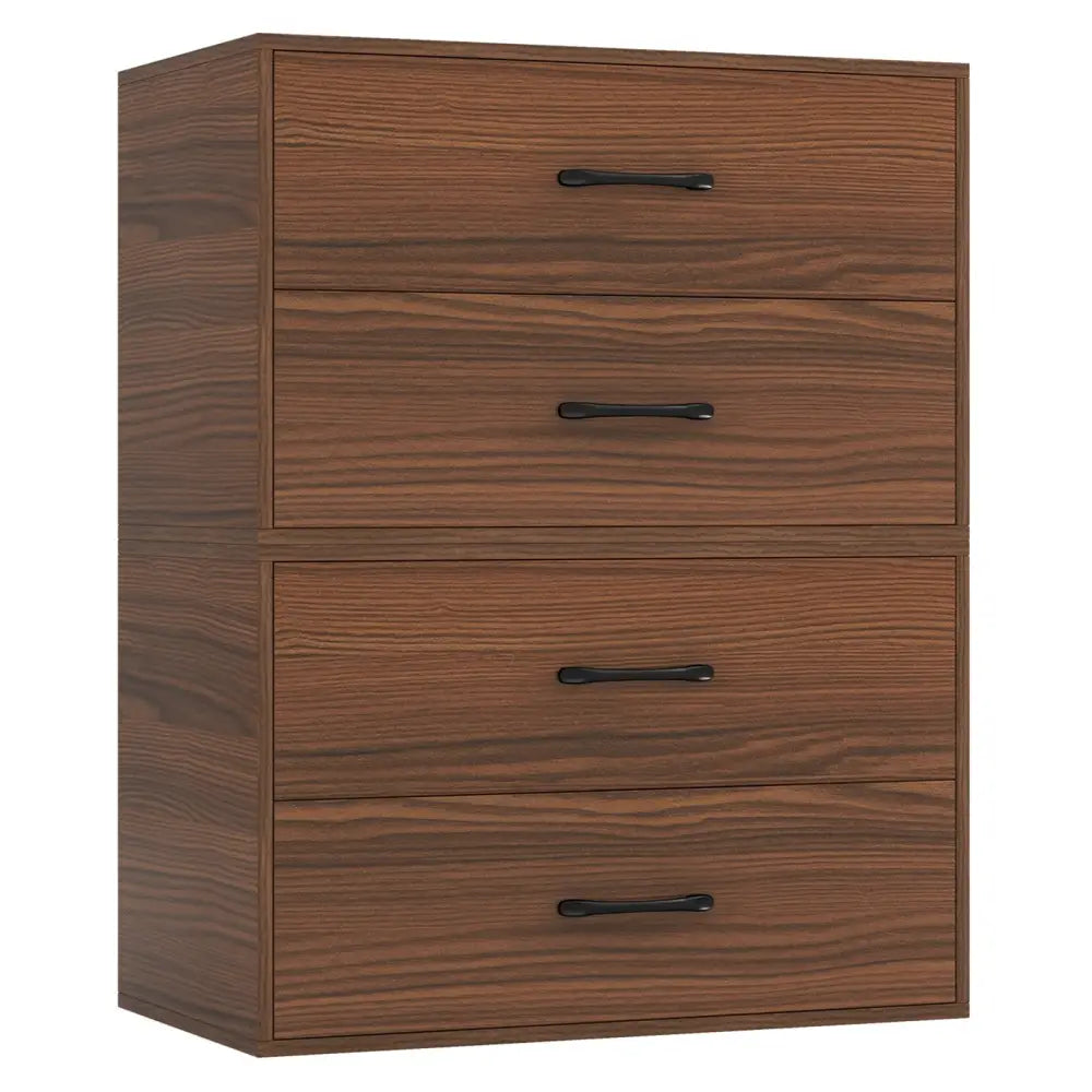 2-Drawer Stackable Horizontal Storage Cabinet Dresser Chest with Handles-Dark Brown Costway