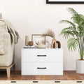 2-Drawer Stackable Horizontal Storage Cabinet Dresser Chest with Handles-White - White - Dressers & Chests