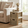 2-Drawer Storage Organizer with Wicker Patterns-Brown - Brown - Dressers & Chests