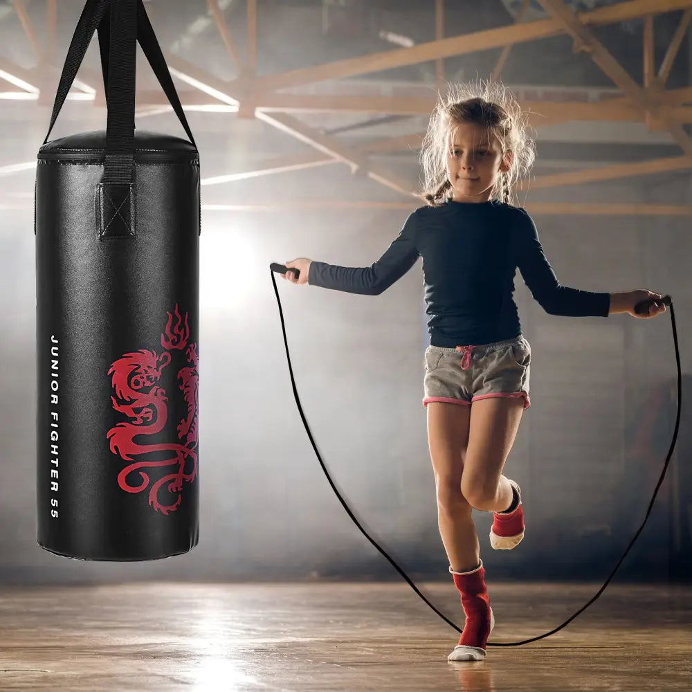 2 Feet Kids Gloves Skipping Rope Boxing Set - Black - Boxing & Martial Arts