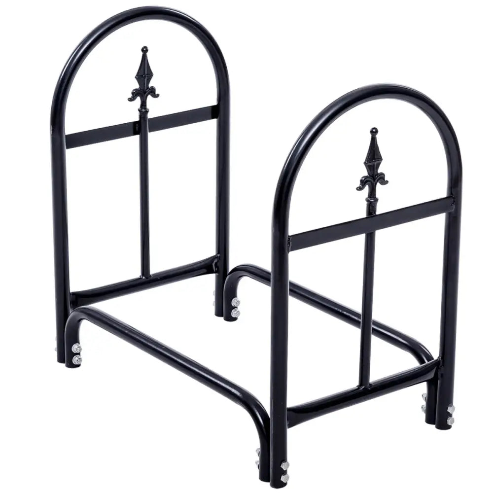 2 Feet Outdoor Heavy Duty Steel Firewood Storage Holder - Black - Log Storage