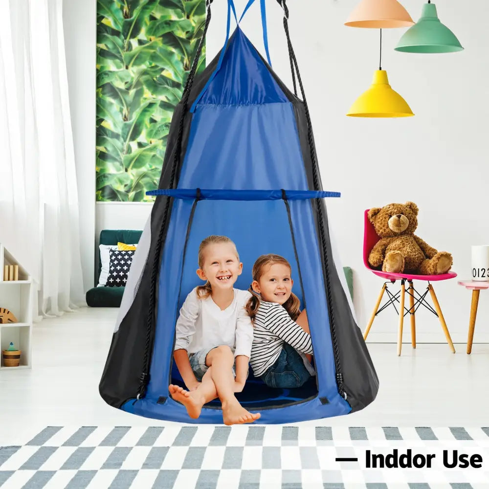 2-in-1 40 Inch Kids Hanging Chair Detachable Swing Tent Set-Blue - Blue - Swing & Playsets