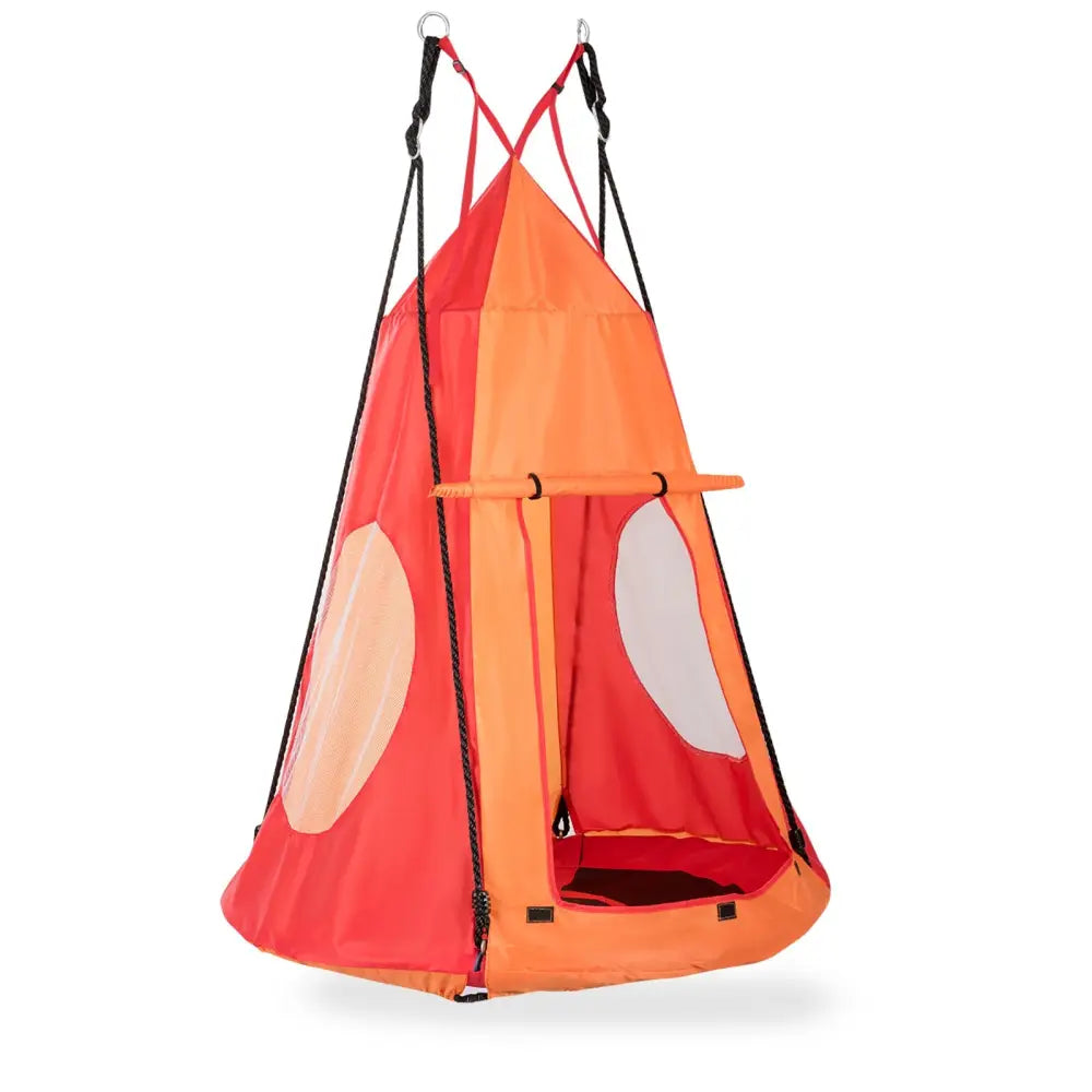 2-in-1 40 Inch Kids Hanging Chair Detachable Swing Tent Set-Orange - Orange - Swing & Playsets