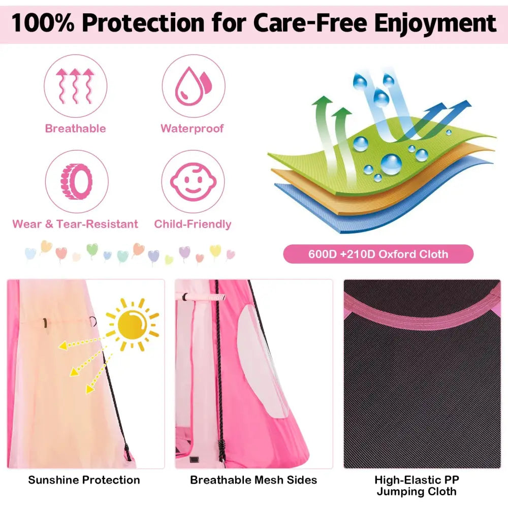 2-in-1 40 Inch Kids Hanging Chair Detachable Swing Tent Set-Pink - Pink - Swing & Playsets