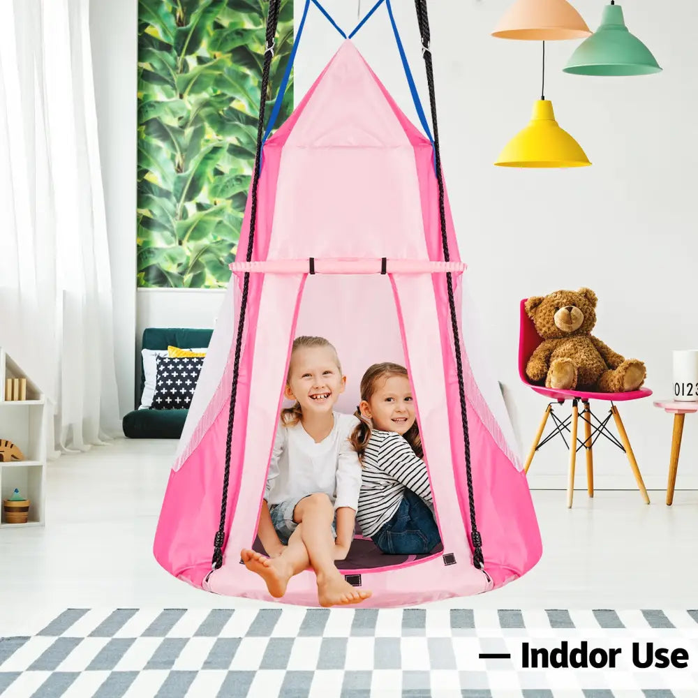 2-in-1 40 Inch Kids Hanging Chair Detachable Swing Tent Set-Pink - Pink - Swing & Playsets