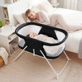 2 in 1 Baby Bassinet with Rocking Motion Foldable Bedside Sleeper with Breathable Mesh-Black - Black - Bassinets &