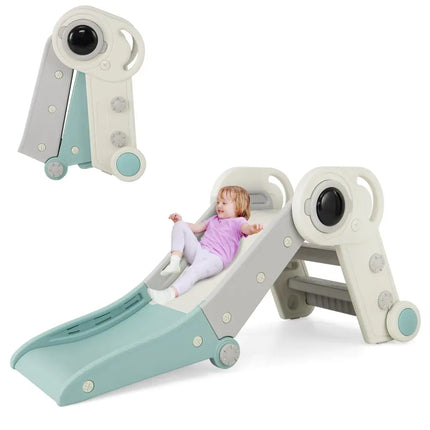 2 in 1 Baby Slide with Climber for Toddlers Age 18+ Months-Blue - Blue - Climbers & Slides