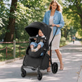 2-in-1 Baby Stroller with Bassinet Mode and Reversible Seat-Black - Black - Baby Strollers