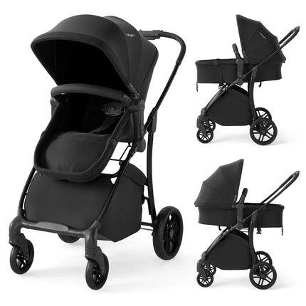 2-in-1 Baby Stroller with Bassinet Mode and Reversible Seat-Black - Black - Baby Strollers