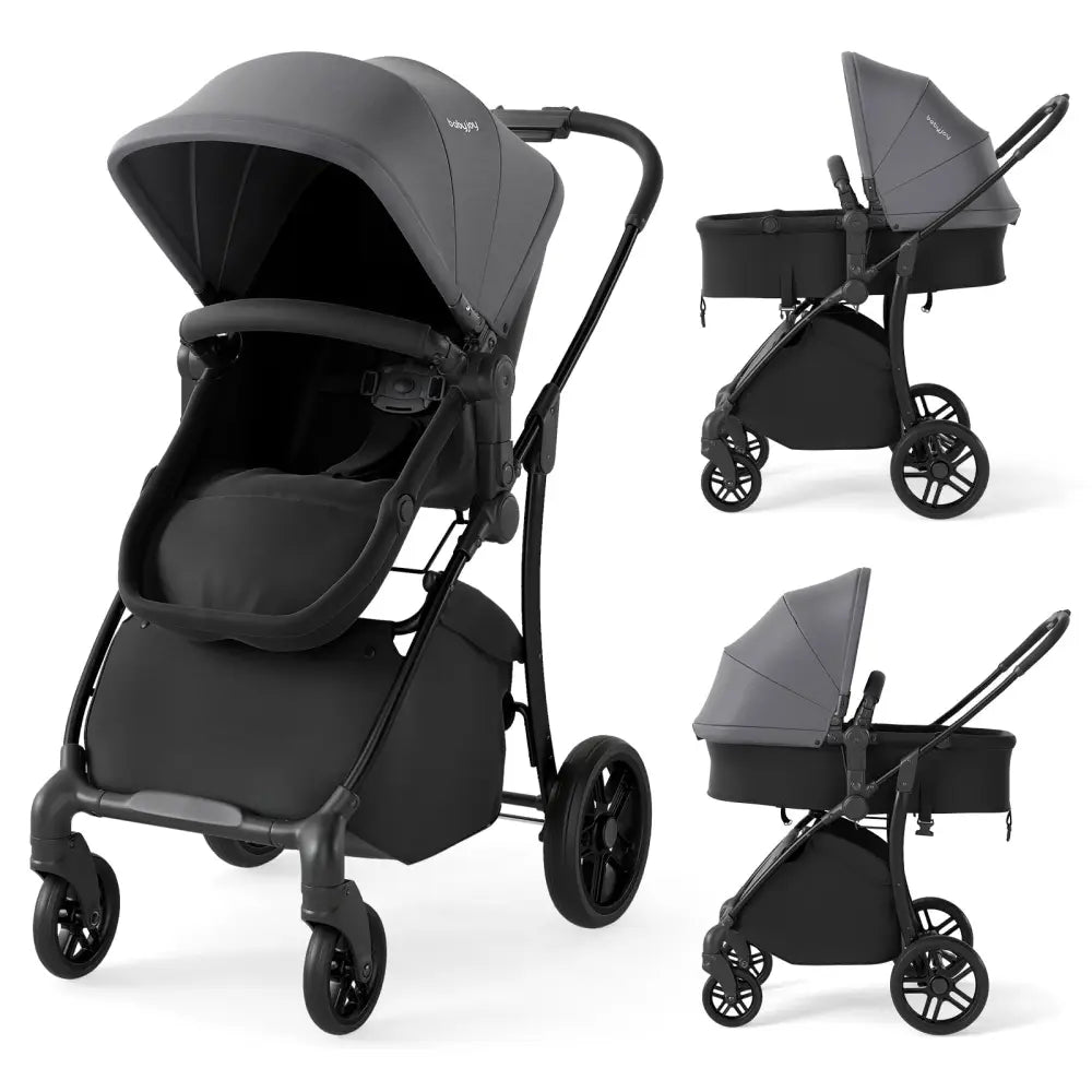 2-in-1 Baby Stroller with Bassinet Mode and Reversible Seat-Gray - Gray - Baby Strollers