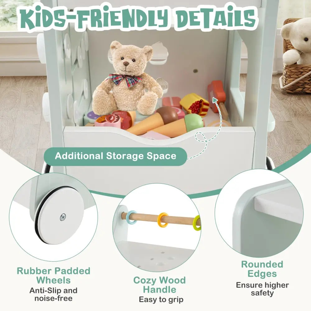 2-in-1 Baby Walker with Storage and Ice Creams for 1+ Years Old-Light Green - Light Green - Baby Activity