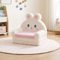 2-in-1 Convertible Kids Sofa to Lounger with Bunny Pattern-Pink - Pink - Kids Chairs & Seating