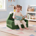 2-in-1 Convertible Kids Sofa to Lounger with Christmas Patterns-Green - Green - Kids Chairs & Seating
