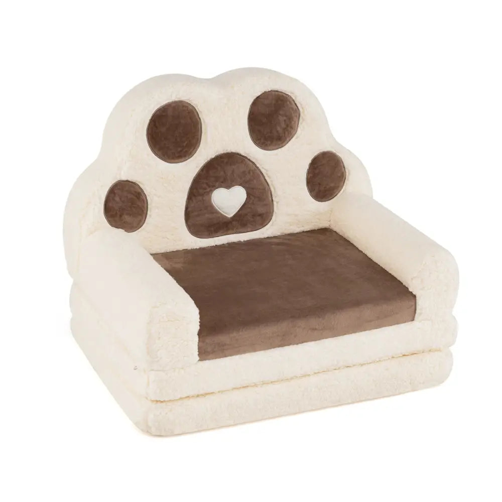 2-in-1 Convertible Kids Sofa to Lounger with Removable Cover-Brown - Brown - Kids Chairs & Seating