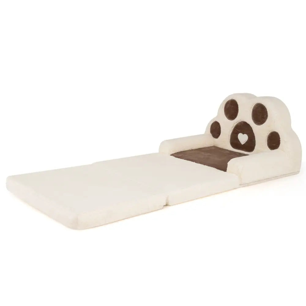 2-in-1 Convertible Kids Sofa to Lounger with Removable Cover-Brown - Brown - Kids Chairs & Seating