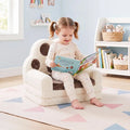 2-in-1 Convertible Kids Sofa to Lounger with Removable Cover-Brown - Brown - Kids Chairs & Seating