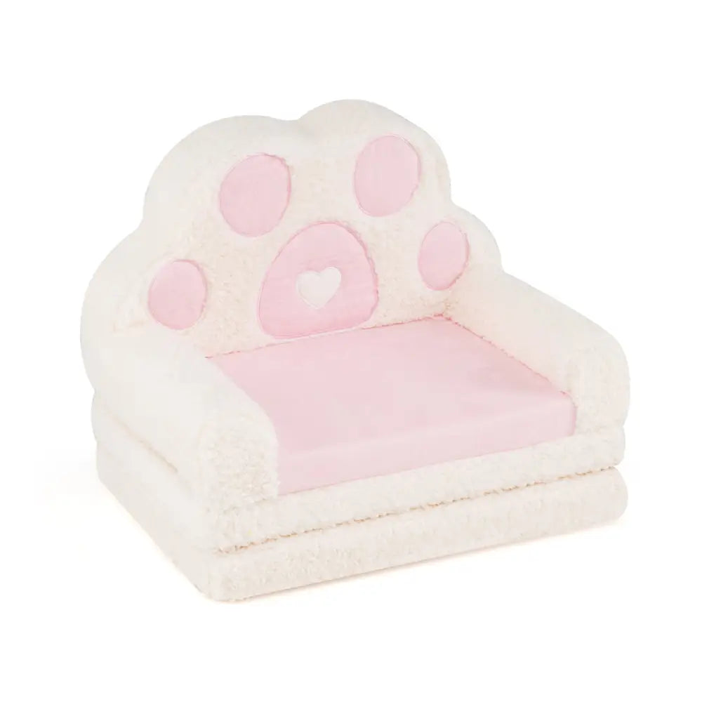 2-in-1 Convertible Kids Sofa to Lounger with Removable Cover-Pink - Pink - Kids Chairs & Seating