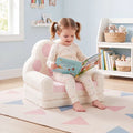2-in-1 Convertible Kids Sofa to Lounger with Removable Cover-Pink - Pink - Kids Chairs & Seating