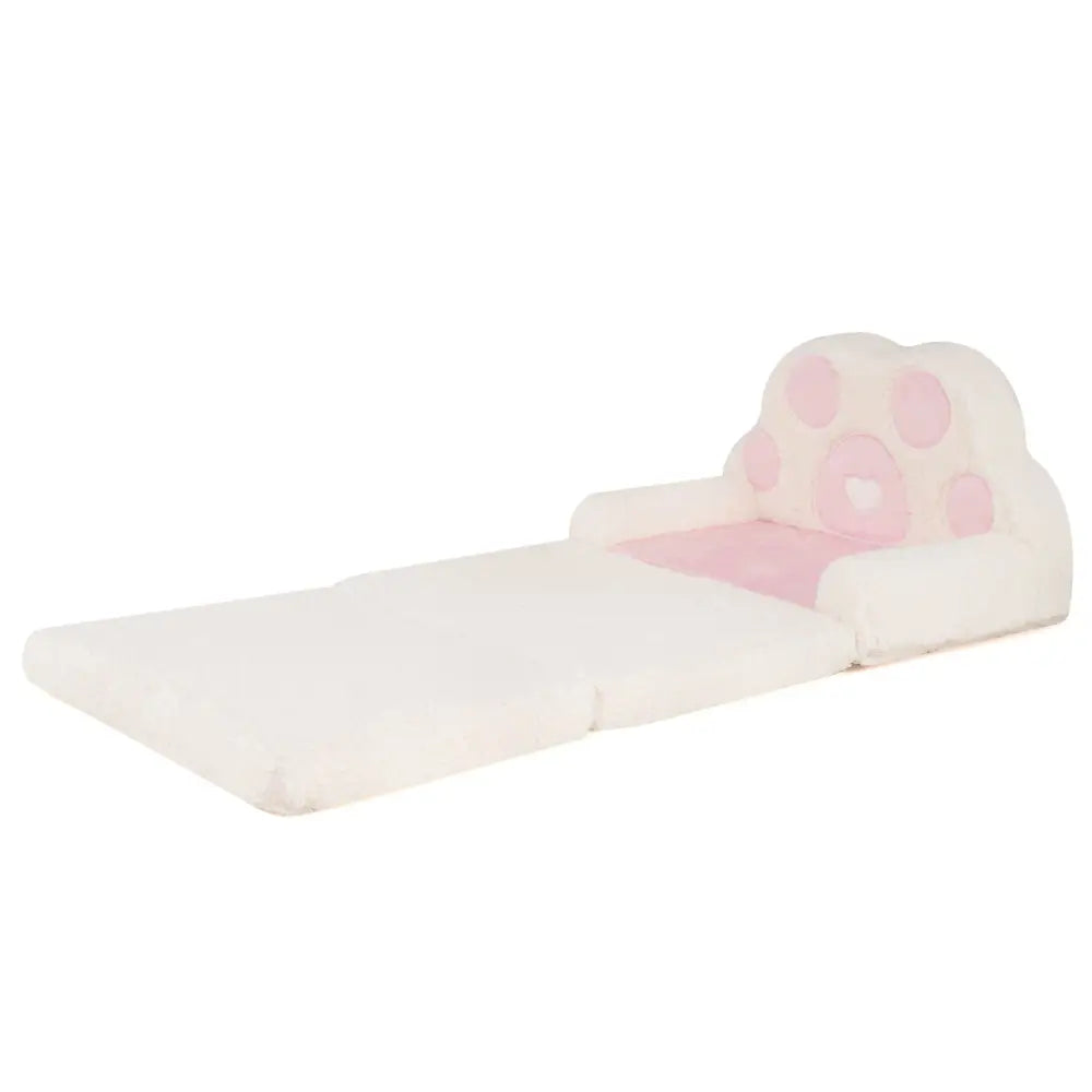 2-in-1 Convertible Kids Sofa to Lounger with Removable Cover-Pink - Pink - Kids Chairs & Seating