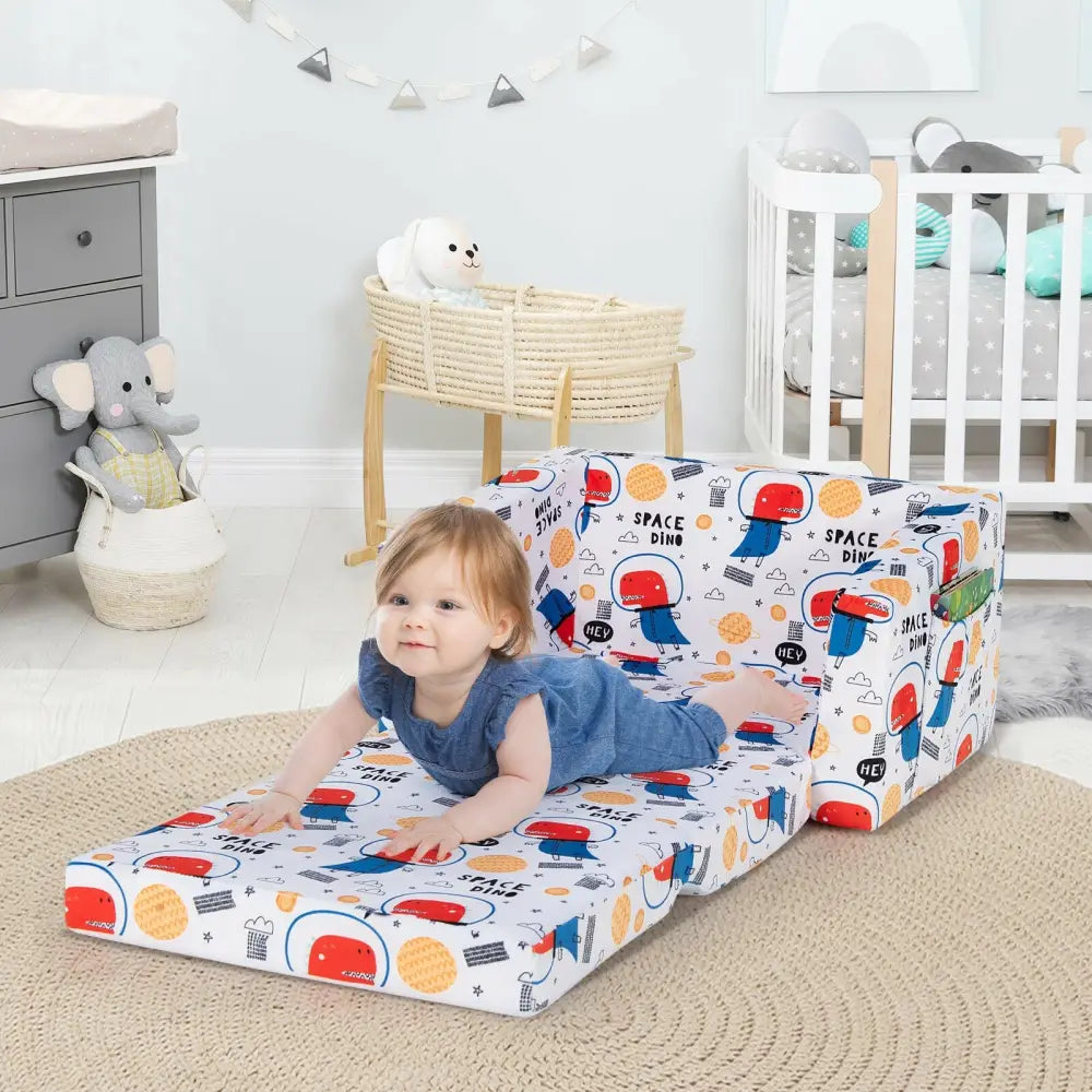 2-in-1 Convertible Kids Sofa with Velvet Fabric-White - White - Kids Chairs & Seating